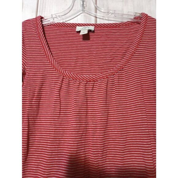 Ann Taylor Loft Shirt Ladies Small Red Gray 3/4 Sleeve Round Neck‎ - Picture 4 of 8